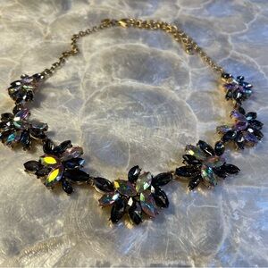 J. Crew Statement Colorful Sparkly AB Floral Necklace 20"